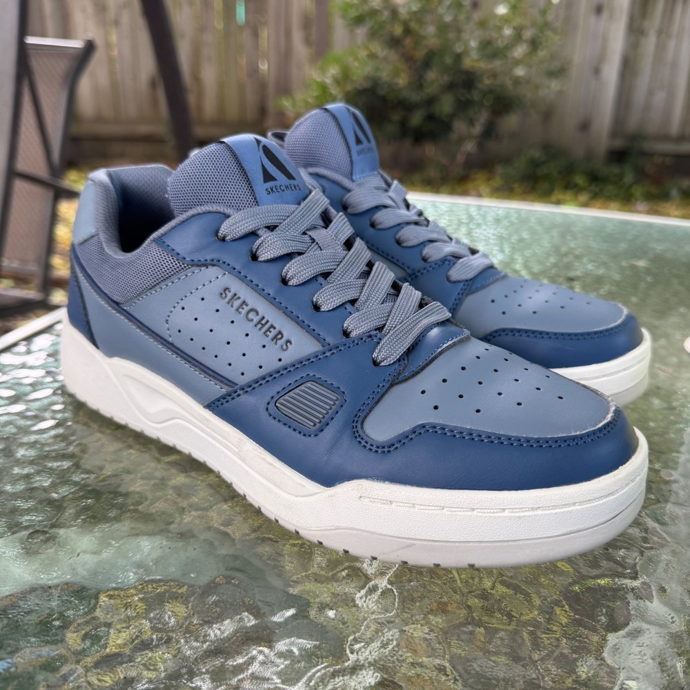 Skechers Mens 9 Air-Cooled Memory Foam Utility Sneaker Navy Blue 183250 Lace Up